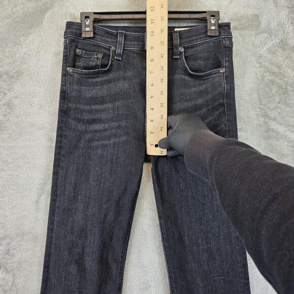 Rag & Bone Jeans Womens 28 Black Cropped Frayed Hem Slim Straight Stretch - Picture 3 of 12